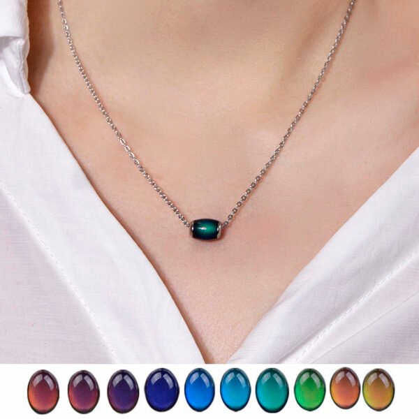 Mood Necklace Color Change Emotion Feeling Temperature Control Water Drop Tears Pendant Stainless Steel Chain Necklaces - Image 3