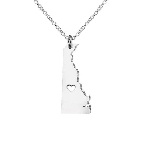 USA Delaware State Map Stainless Steel Necklace - Image 4
