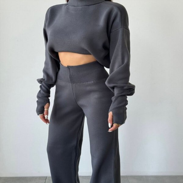 Autumn And Winter New European And American Turtleneck Loose Long Sleeve Top Female Casual Fashion Set - Image 10