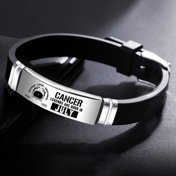12 Zodiac Sign Constellation Stainless Steel Silicone Band Adjustable Bracelet Bangle
