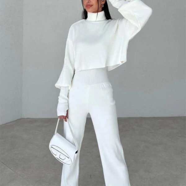 Autumn And Winter New European And American Turtleneck Loose Long Sleeve Top Female Casual Fashion Set - Image 9