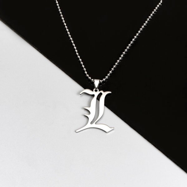 Death Note L Lawliet Stainless Steel Necklace Old English Letter Pendant Jewelry - Image 6