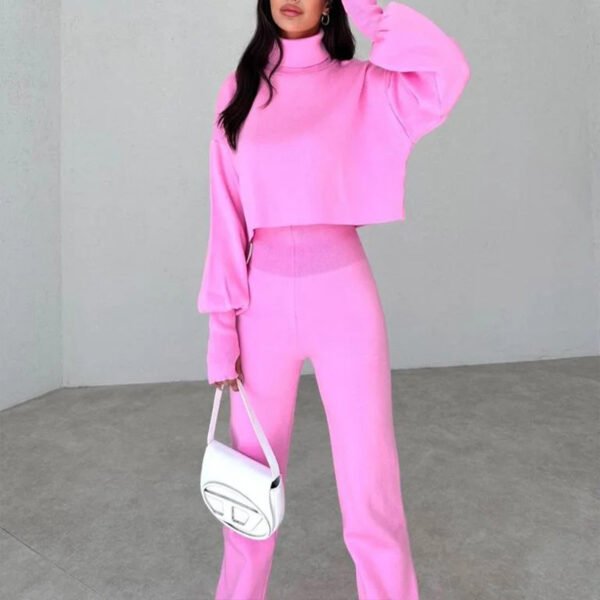 Autumn And Winter New European And American Turtleneck Loose Long Sleeve Top Female Casual Fashion Set - Image 7