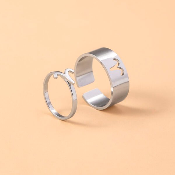 12 Constellation Sign Stainless Steel Couple Ring Knuckle Finger Rings - Image 3