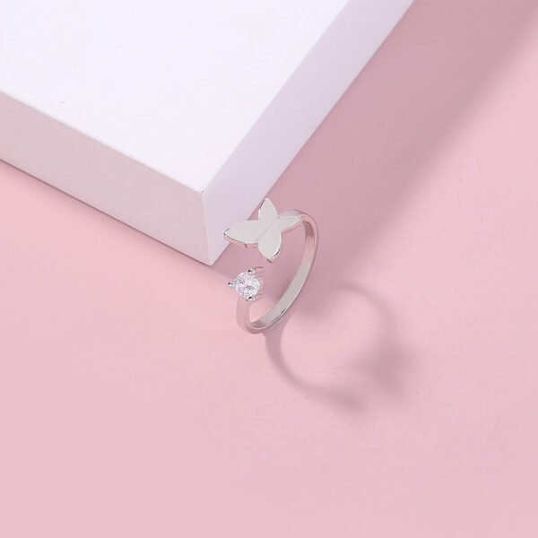 Butterfly Zircon Adjustable Brass Ring - Image 3