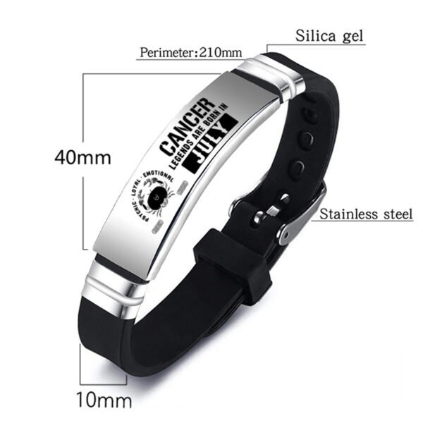 12 Zodiac Sign Constellation Stainless Steel Silicone Band Adjustable Bracelet Bangle - Image 2