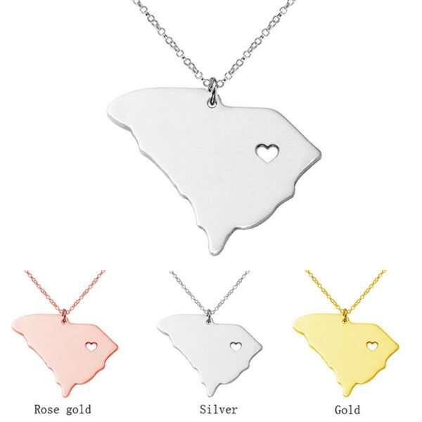 United States Of America South Carolina Map Stainless Steel Necklace