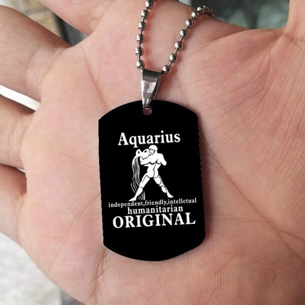 12 Constellation Black Stainless Steel Pendant Dog Army Tag Necklace
