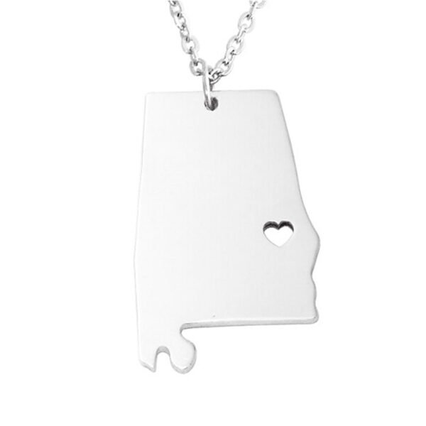 USA Alabama State Map Stainless Steel Necklace - Image 4