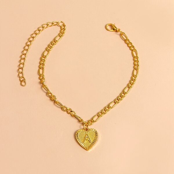 Initial Letter Anklet Gold Color Heart Pendant Foot Bracelets Women - Image 6
