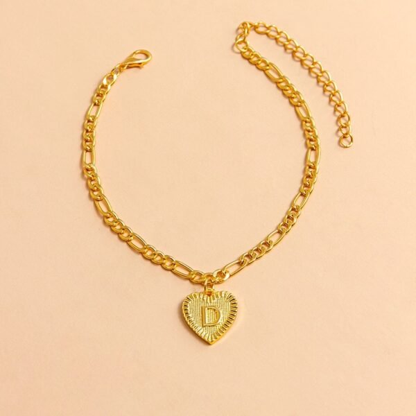 Initial Letter Anklet Gold Color Heart Pendant Foot Bracelets Women - Image 9