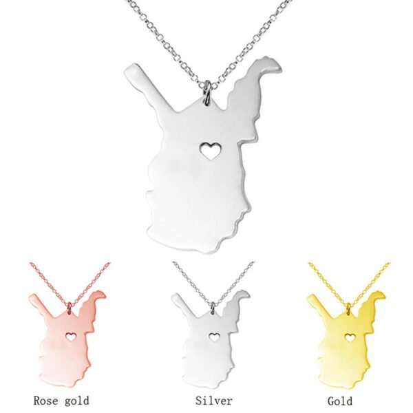 United States Of America West Virginia State Map Stainless Steel Necklace