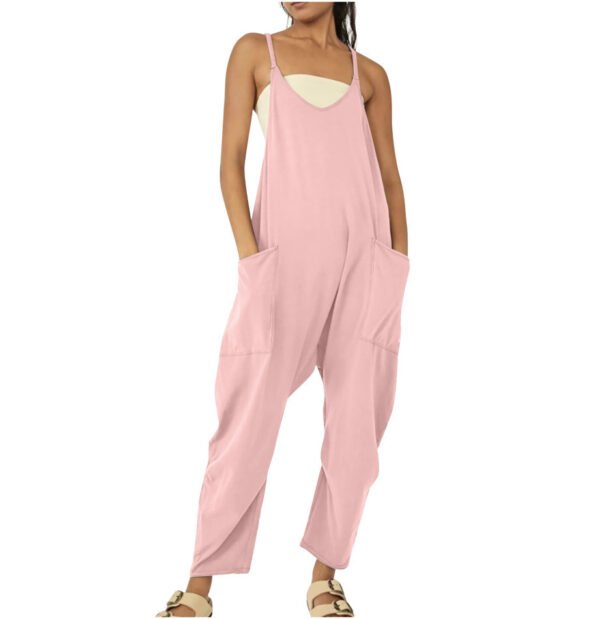 Zipper Pocket Sling Pants Jumpsuit