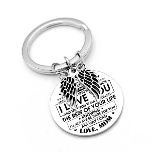 Angel Wings Heart To My Son Inspirational Keychain - Image 2