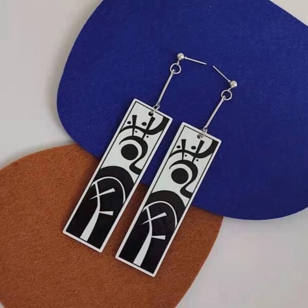 Anime Tokyo Revengers Earrings Jewelry Vintage Tattoo Runes Rectangle Acrylic Pendant Dangle Earrings - Image 2