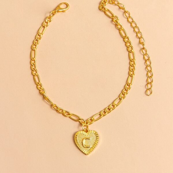 Initial Letter Anklet Gold Color Heart Pendant Foot Bracelets Women - Image 8