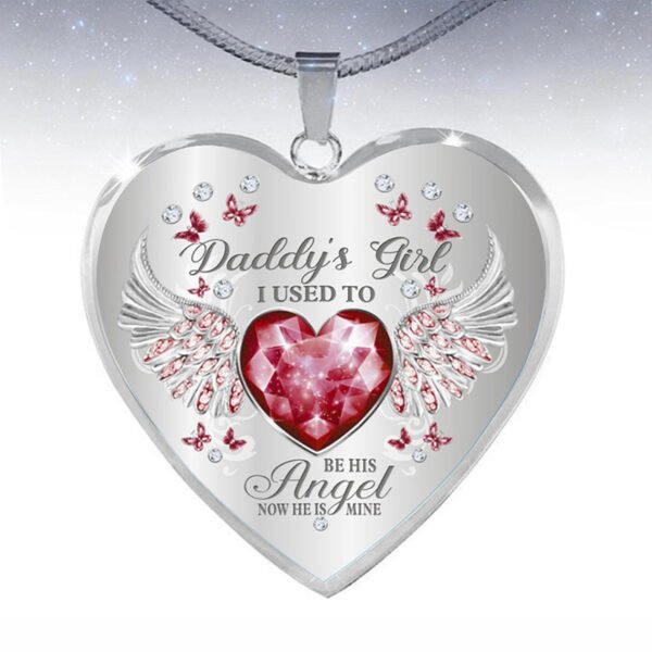 12 Colors Birthstone Angel Wings Heart Pendant Epoxy Necklace - Image 3