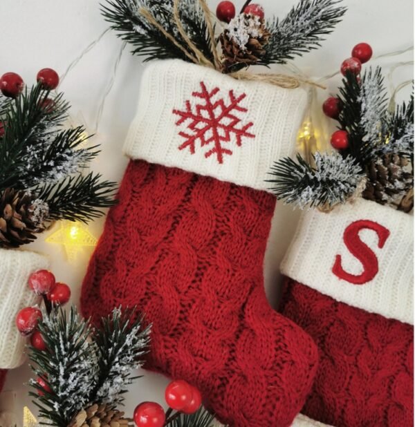 Woolen Knitted Christmas Letter Socks Decoration Pendant Gift Bag - Image 10