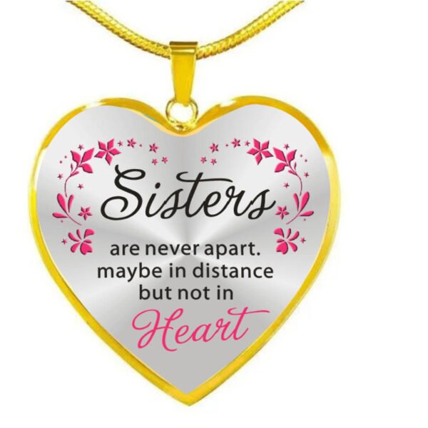Best Friend Sister Heart Epoxy Pendant Inspirational Necklace - Image 6