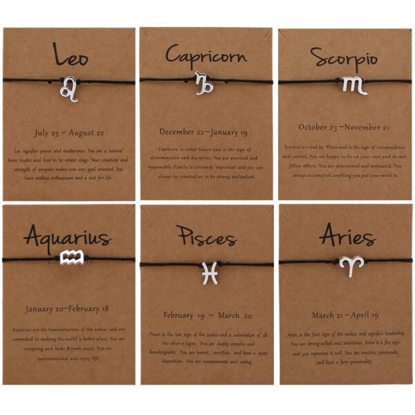 12 Constellation Zodiac Sign Rope Bracelet Adjustable Couple Bracelets - Image 3