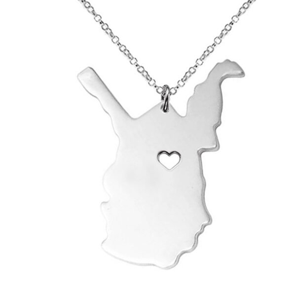 United States Of America West Virginia State Map Stainless Steel Necklace - Image 2