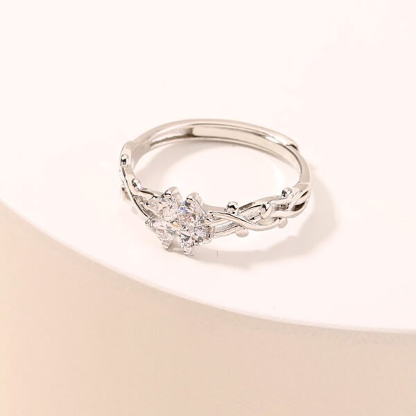 Adjustable Zircon Ring With Hollow Copper Pattern Opening - Image 3