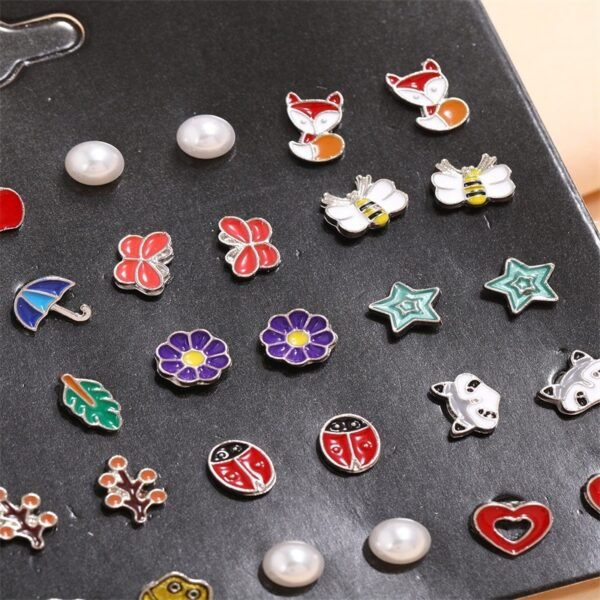 20 Pairs Of Cute All-Match Animal Fruit Combination Set Earrings - Image 2