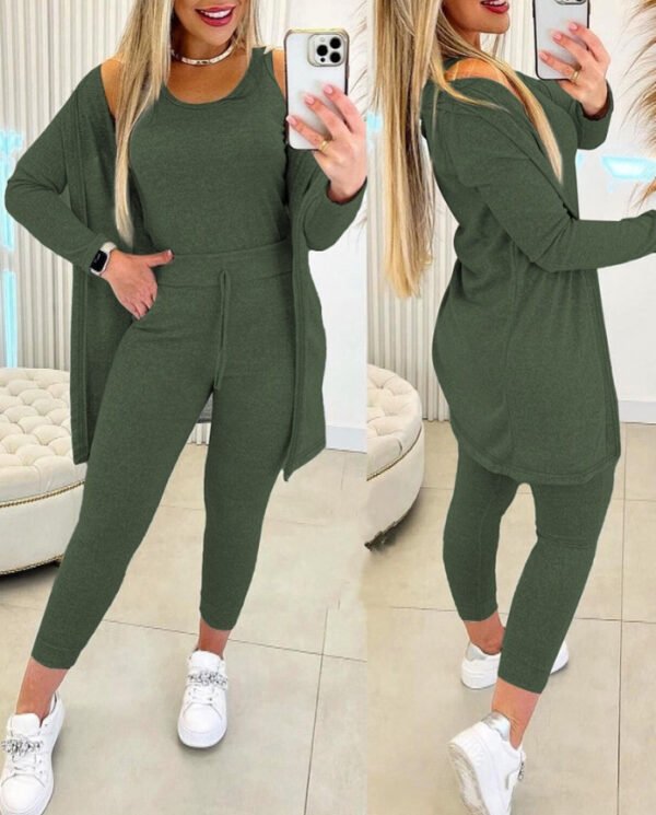 Women's Vest Pants Inverness Solid Color 3-piece Set - Image 3