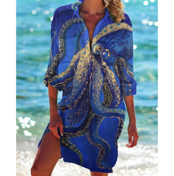 Women's Vacation Beach Bikini Jacket Printed Shirt - Image 8