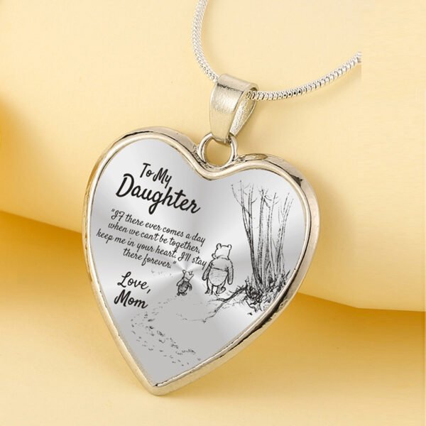 Cute Bear Mom To My Daughter Heart Pendant Necklace - Image 5