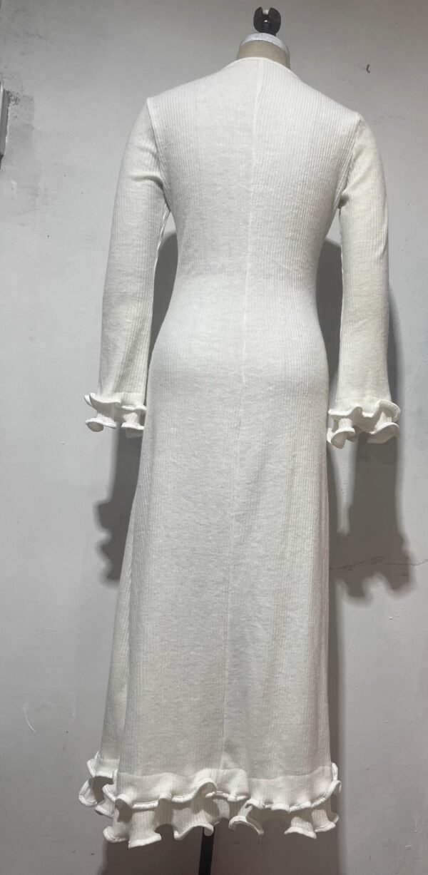 Autumn Crew Neck Bell Sleeve Slim Fit Elegant Dress - Image 3