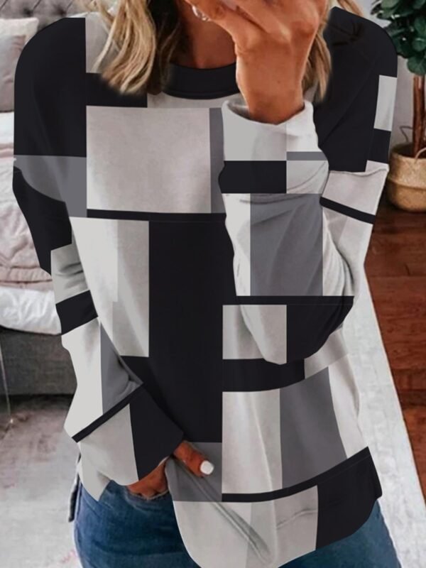 3D Printed Loose Round Neck Fashion Women's Sweater - Image 9