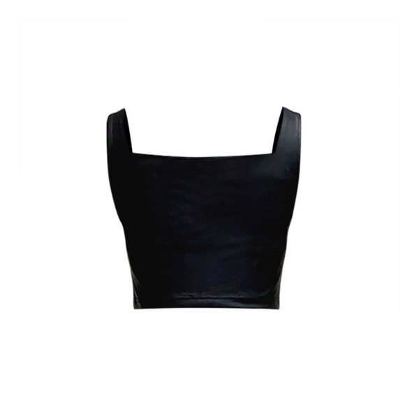 Womens Tank Tops Leather Texture V Neck Sleeveless Sling - Image 5