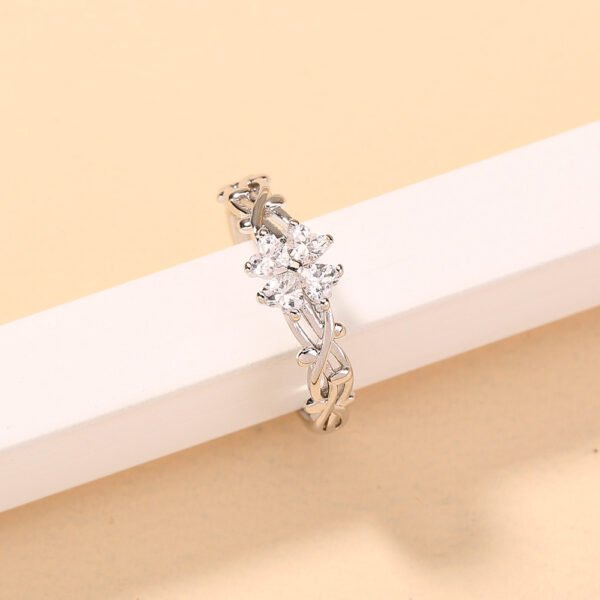 Adjustable Zircon Ring With Hollow Copper Pattern Opening - Image 4