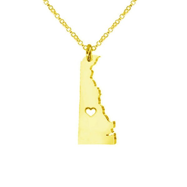 USA Delaware State Map Stainless Steel Necklace - Image 3
