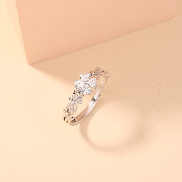 Adjustable Zircon Ring With Hollow Copper Pattern Opening - Image 5
