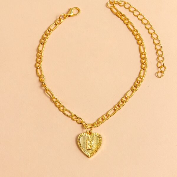 Initial Letter Anklet Gold Color Heart Pendant Foot Bracelets Women - Image 7