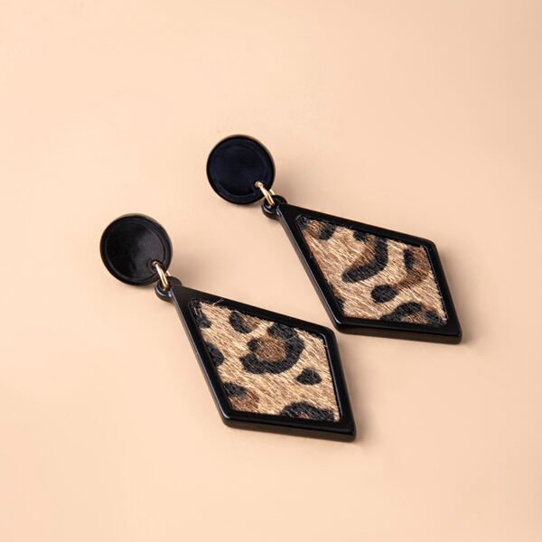 Vintage Geometric Leopard Skin Acrylic Statement Earrings For Women - Image 4