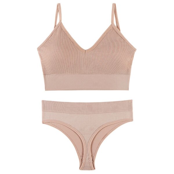 Women's Underwear Small Chest Push-up Thin Wireless Large Size Sports Sling Vest French Triangle Cup Bra Set - Image 9